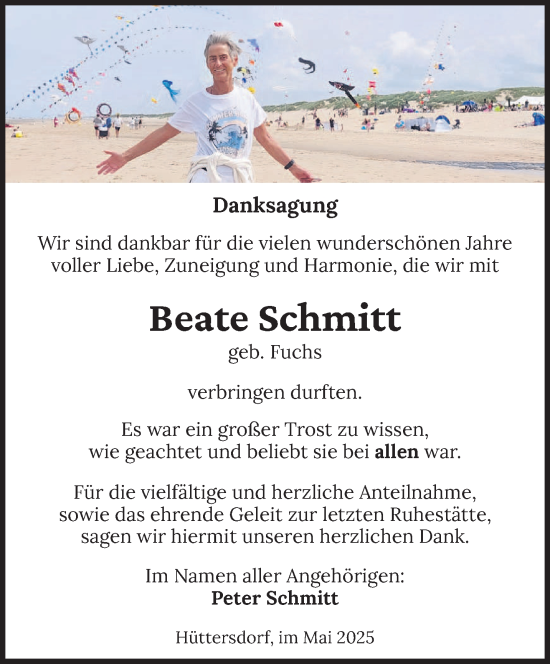 Todesanzeige von Beate Schmitt von saarbruecker_zeitung