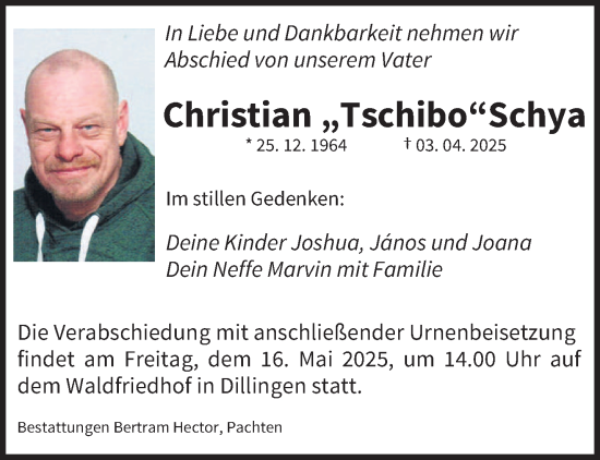 Todesanzeige von Christian Schya von saarbruecker_zeitung