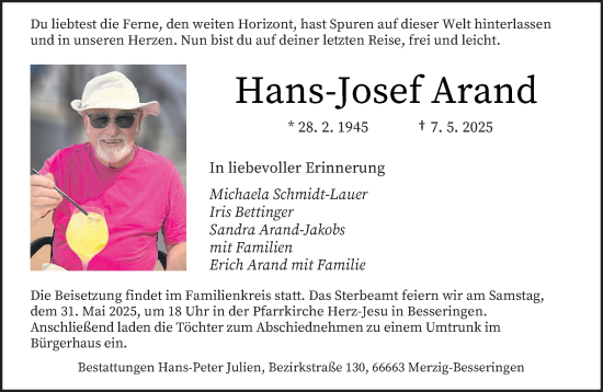 Todesanzeige von Hans-Josef Arand von saarbruecker_zeitung