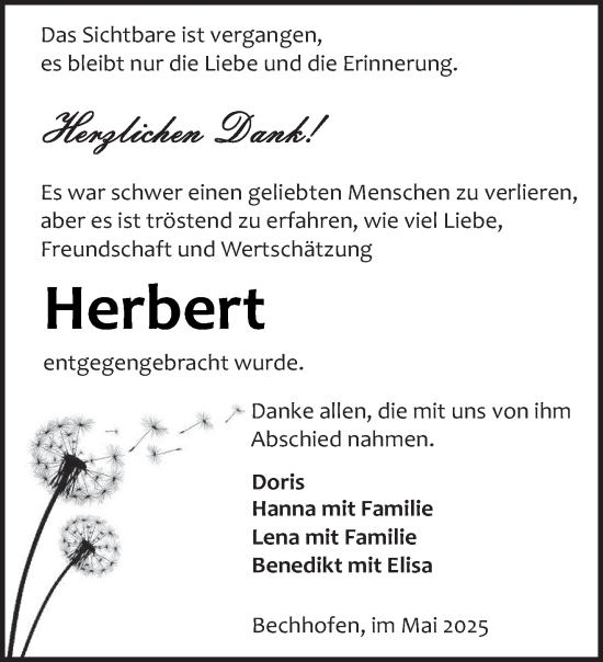 Todesanzeige von Herbert  von saarbruecker_zeitung