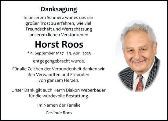 Todesanzeige von Horst Roos von saarbruecker_zeitung