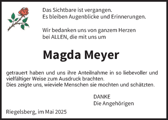 Todesanzeige von Magda Meyer von saarbruecker_zeitung