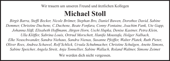 Todesanzeige von Michael Stoll von saarbruecker_zeitung