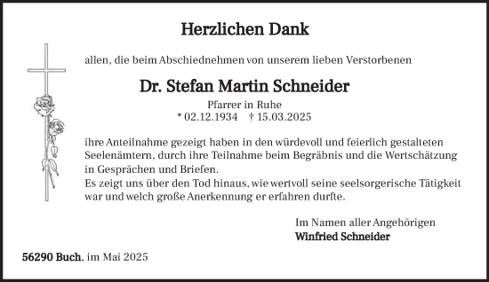 Todesanzeige von Stefan Martin Schneider von saarbruecker_zeitung
