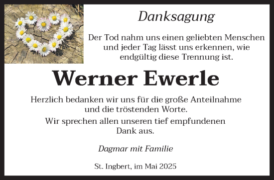 Todesanzeige von Werner Ewerle von saarbruecker_zeitung