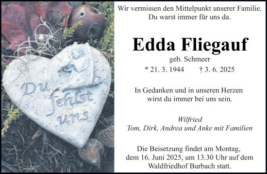 Todesanzeige von Edda Fliegauf von saarbruecker_zeitung