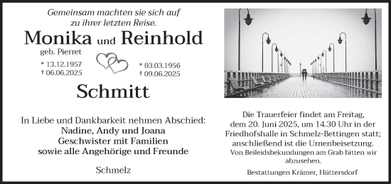 Todesanzeige von Monika Schmitt von saarbruecker_zeitung