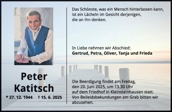 Todesanzeige von Peter Katitsch von saarbruecker_zeitung