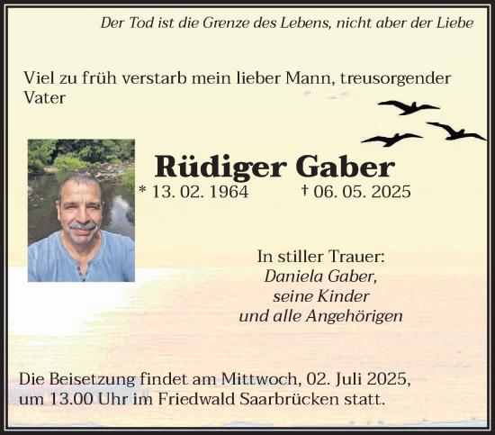 Todesanzeige von Rüdiger Gaber von saarbruecker_zeitung