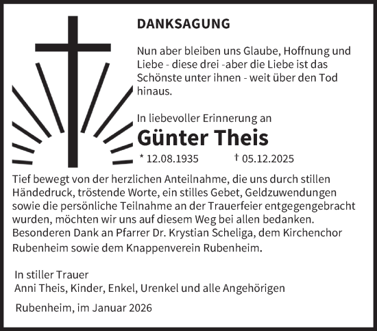 Todesanzeige von Günter Theis von saarbruecker_zeitung