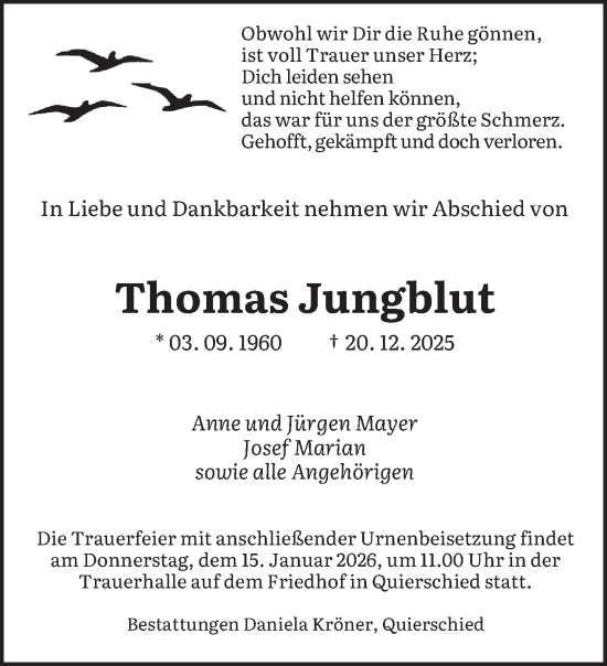 Todesanzeige von Thomas Jungblut von saarbruecker_zeitung