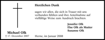 Todesanzeige von Michael Olk von TRIERISCHER VOLKSFREUND