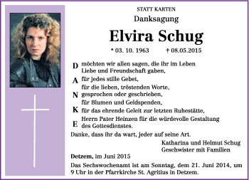 Todesanzeige von Elvira Schug von trierischer_volksfreund