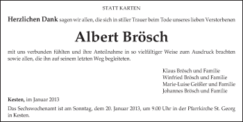 Todesanzeige von Albert Brösch von TRIERISCHER VOLKSFREUND