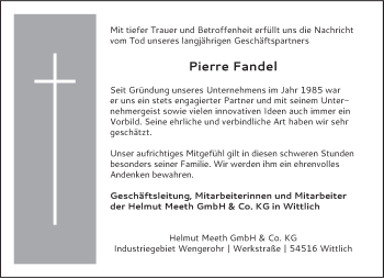 Todesanzeige von Pierre Fandel von TRIERISCHER VOLKSFREUND