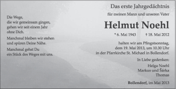 Todesanzeige von Helmut Noehl von TRIERISCHER VOLKSFREUND