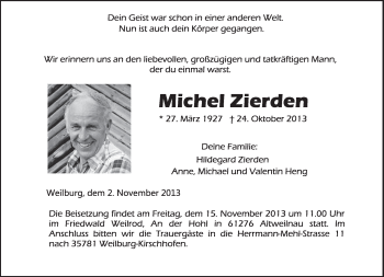 Todesanzeige von Michel Zierden von trierischer_volksfreund