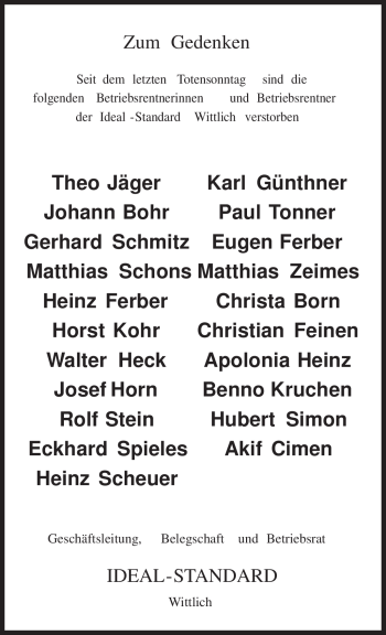 Todesanzeige von Josef Horn von TRIERISCHER VOLKSFREUND