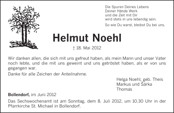 Todesanzeige von Helmut Noehl von TRIERISCHER VOLKSFREUND