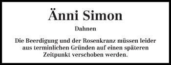 Todesanzeige von Änni Simon von trierischer_volksfreund