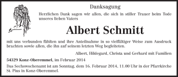 Todesanzeige von Albert Schmitt von trierischer_volksfreund