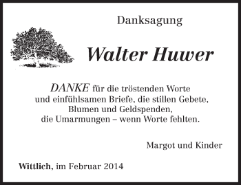 Todesanzeige von Walter Huwer von trierischer_volksfreund