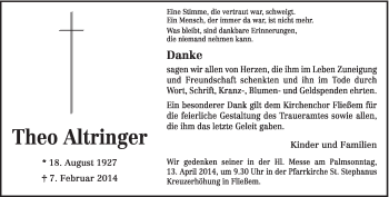 Todesanzeige von Theo Altringer von trierischer_volksfreund