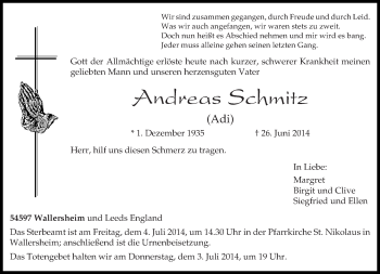 Todesanzeige von Andreas Schmitz von trierischer_volksfreund