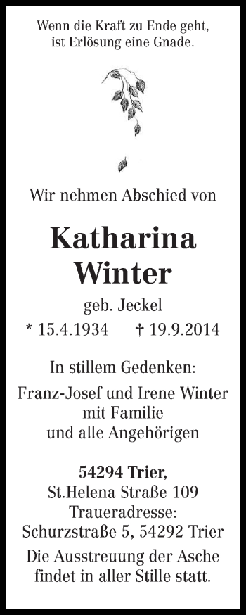 Todesanzeige von Nadine Nofski von trierischer_volksfreund