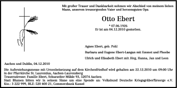 Todesanzeige von Otto Ebert von TRIERISCHER VOLKSFREUND