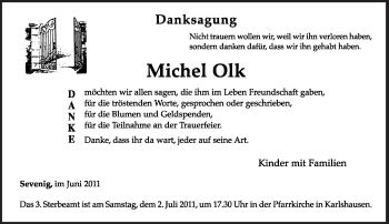 Todesanzeige von Michael Olk von TRIERISCHER VOLKSFREUND