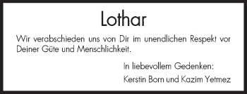 Todesanzeige von Lothar Unbekannt von TRIERISCHER VOLKSFREUND