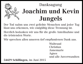 Todesanzeige von Joachim und Kevin Jungels von trierischer_volksfreund