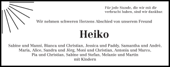 Todesanzeige von Heiko  von trierischer_volksfreund