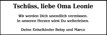 Todesanzeige von Leonie  von trierischer_volksfreund