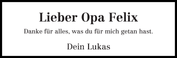 Todesanzeige von Lieber Opa Felix von trierischer_volksfreund