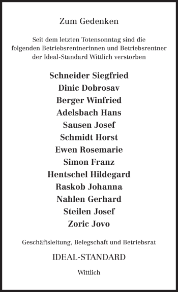 Todesanzeige von Gerhard Nahlen von TRIERISCHER VOLKSFREUND