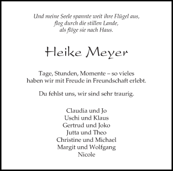 Todesanzeige von Heike Meyer von trierischer_volksfreund