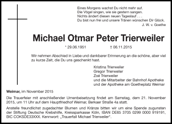 Todesanzeige von Michael Otmar Peter Trierweiler von trierischer_volksfreund