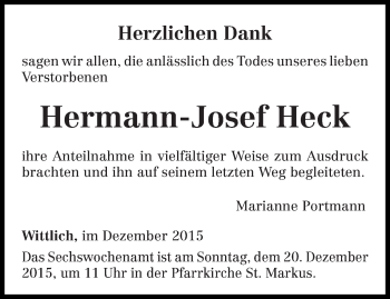 Todesanzeige von Hermann-Josef Heck von trierischer_volksfreund