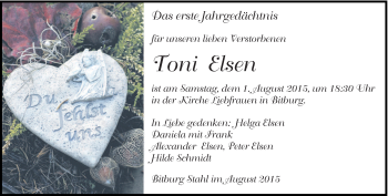 Todesanzeige von Toni  Elsen von trierischer_volksfreund