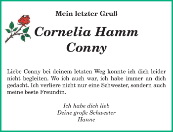 Todesanzeige von Cornelia Hamm von trierischer_volksfreund