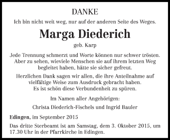 Todesanzeige von Marga Diederich von trierischer_volksfreund