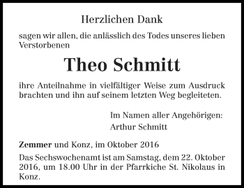 Todesanzeige von Theo Schmitt von trierischer_volksfreund