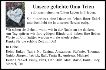 Todesanzeige von Katharina Werner von trierischer_volksfreund