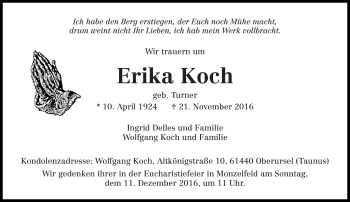 Todesanzeige von Erika Koch von trierischer_volksfreund