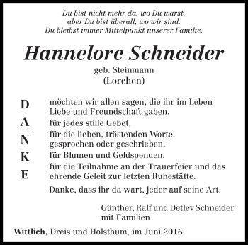 Todesanzeige von Hannelore Schneider von trierischer_volksfreund