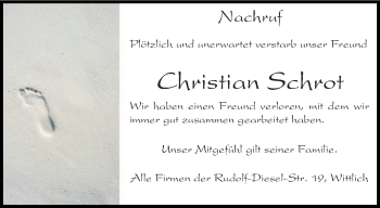 Todesanzeige von Christian Schrot von trierischer_volksfreund