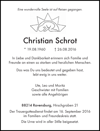 Todesanzeige von Christian Schrot von trierischer_volksfreund