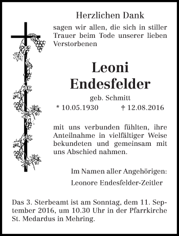 Todesanzeige von Leonie Endesfelder von trierischer_volksfreund